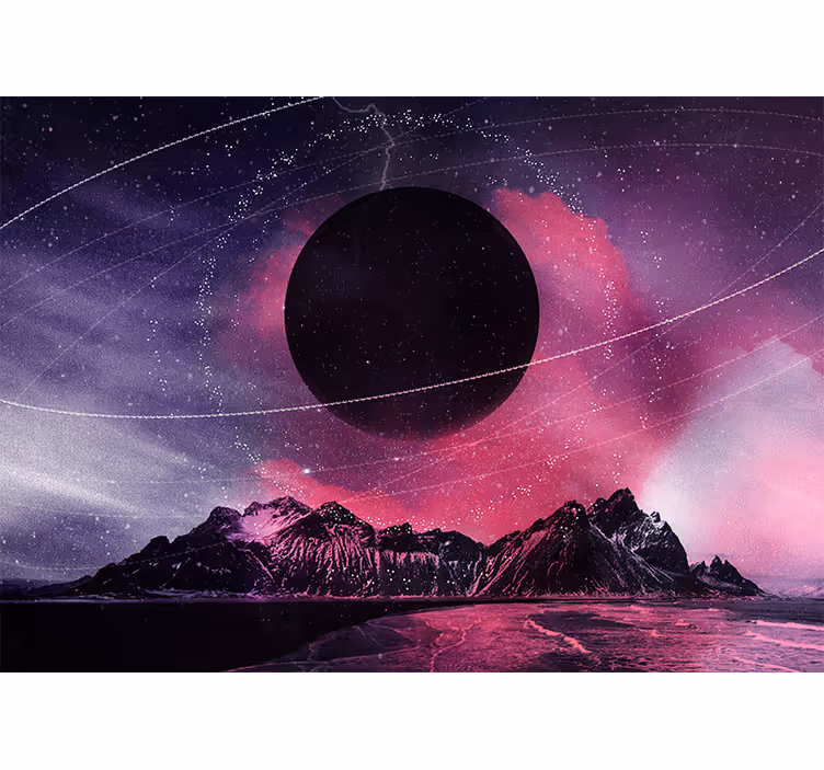 Fototapete Weltraum Berge mit planeten - TenStickers
