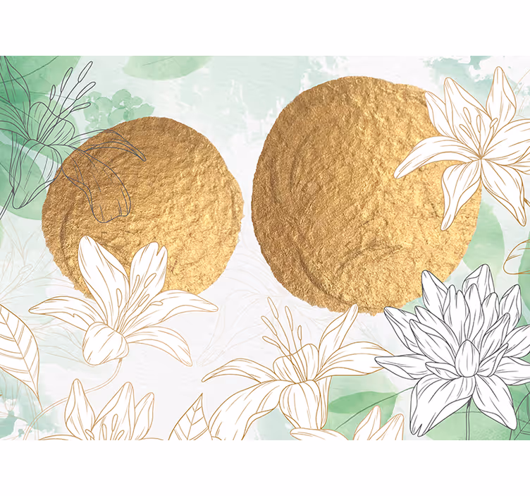 Fototapete blumen mit goldenen blumenakzenten - TenStickers