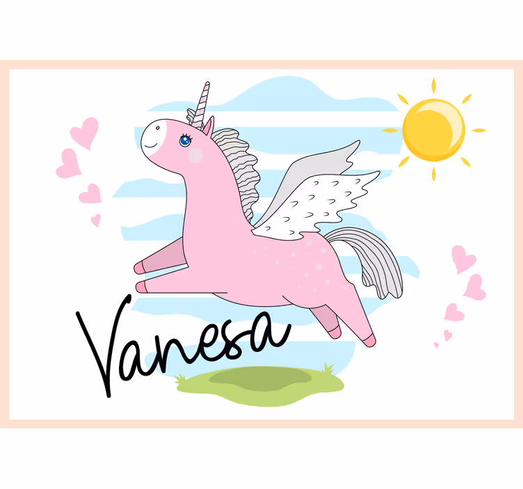 Fototapete liebe einhorn abenteuer in pink - TenStickers