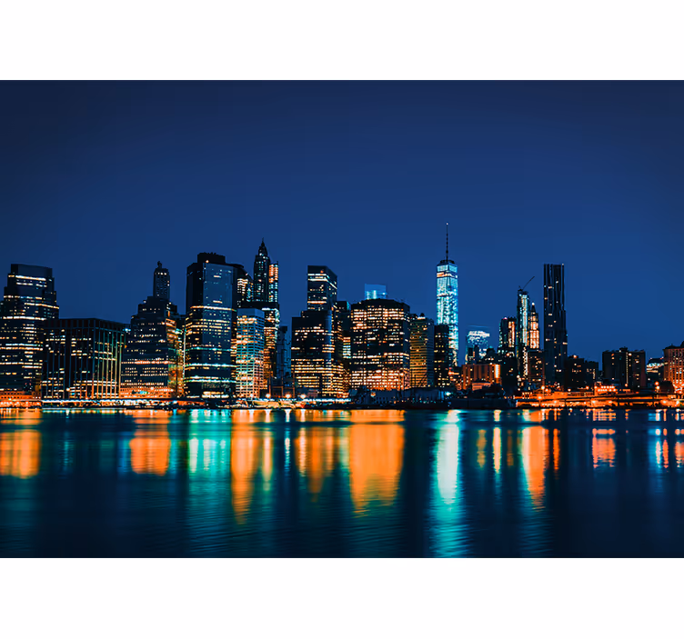 Fototapete new york skyline bei nacht - TenStickers