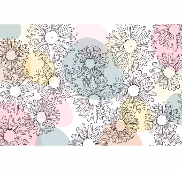 Fototapete abstrakt Formen und blumen im kawaii-stil - TenStickers