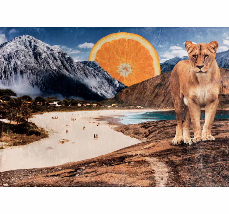 Fototapete tiere löwenstrand szene - TenStickers