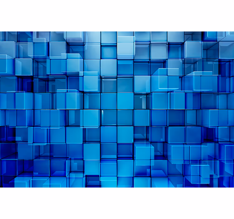 Fototapete 3D Blaue glaswürfel 3d-effekt - TenStickers