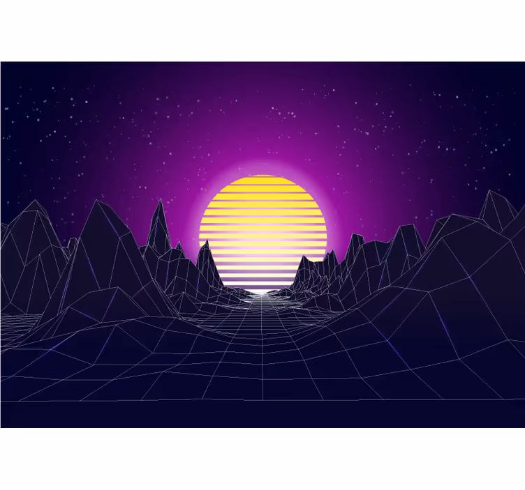 Fototapete abstrakt geometrischer berg sonnenuntergang - TenStickers