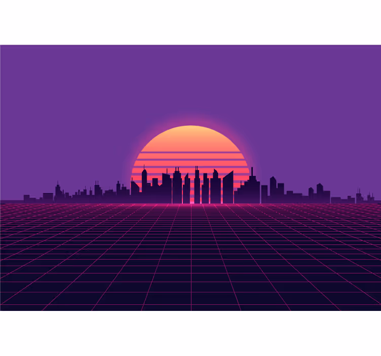 Fototapete Vintage Vaporwave Sonnenuntergang - TenStickers