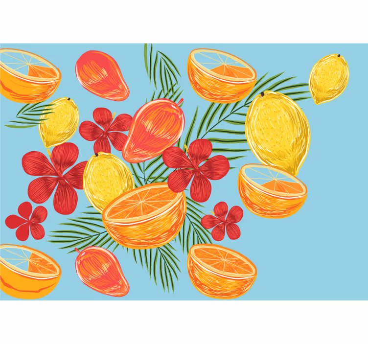 Fototapete Küche Pastell zitronen früchte Design - TenStickers