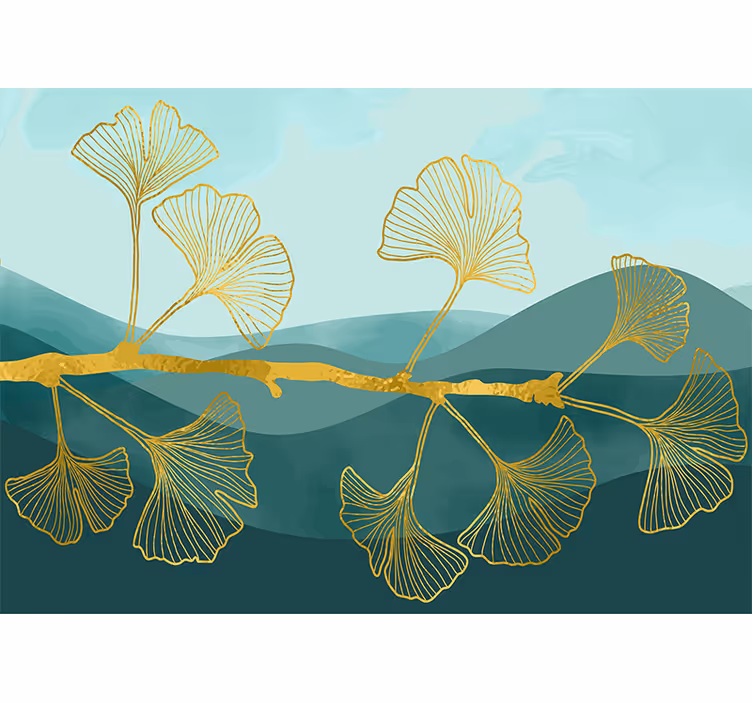 Fototapete blumen ginkgo blätter muster - TenStickers