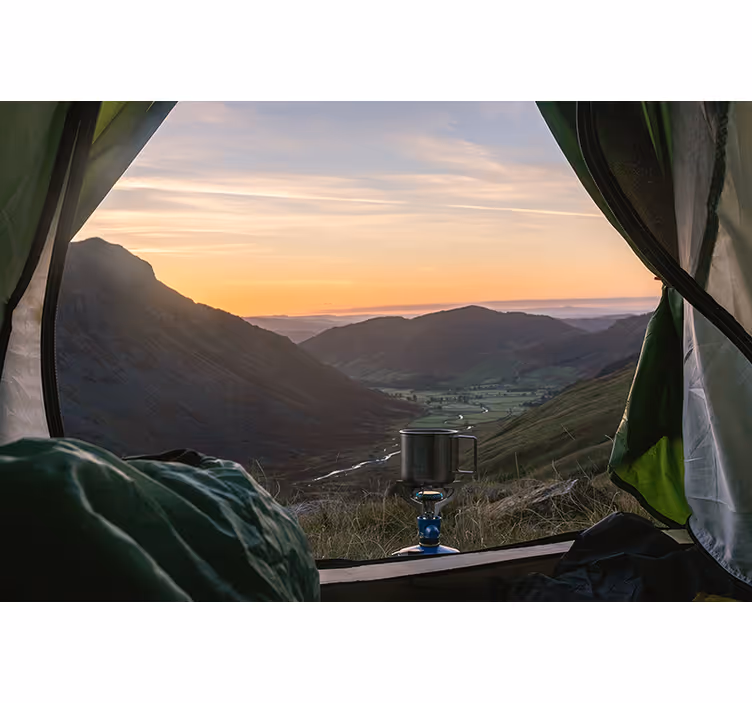 Fototapete 3D Fensterkarpfen und berg - TenStickers