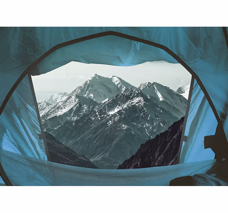Fototapete 3D Fenster großer berg auf karpfen - TenStickers