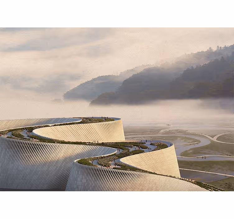 Fototapete landschaft mit geschwungener form - TenStickers