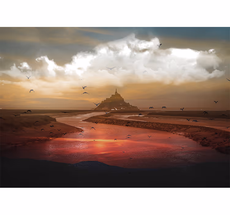 Fototapete landschaft mont saint michel inspiriert - TenStickers