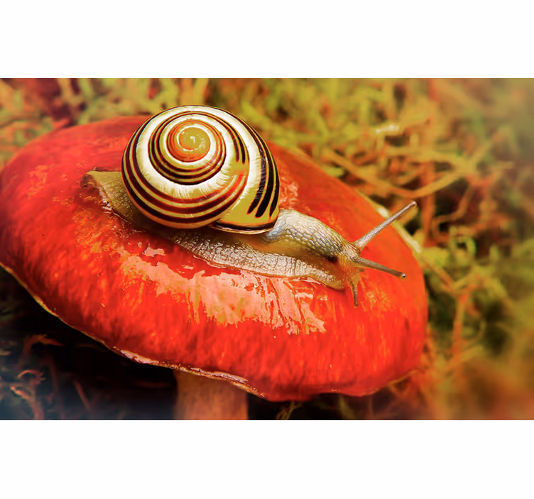 Fototapeten weitere tiere schnecke auf pilz - TenStickers