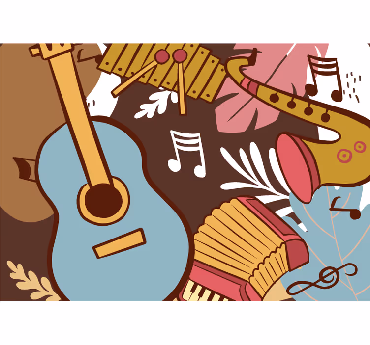 Fototapete musik anordnung musikinstrumente - TenStickers