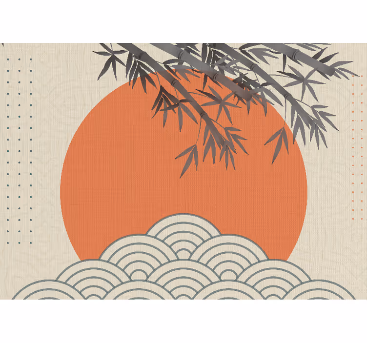 Fototapete zen bambus und orangene sonne - TenStickers