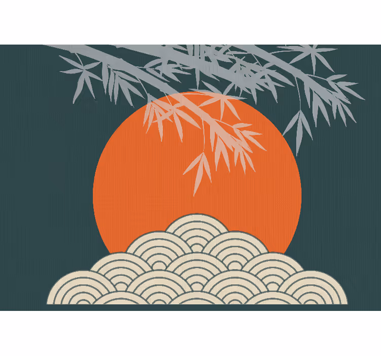 Fototapete natur bambus und sonnenuntergang - TenStickers