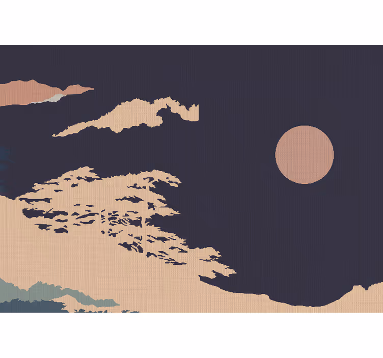 Fototapete Vintage "japandi style" dunkler künstlerischer wald - TenStickers