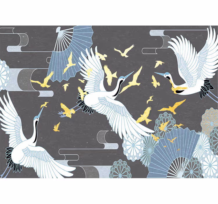 Fototapete tiere elegante fliegende kraniche - TenStickers