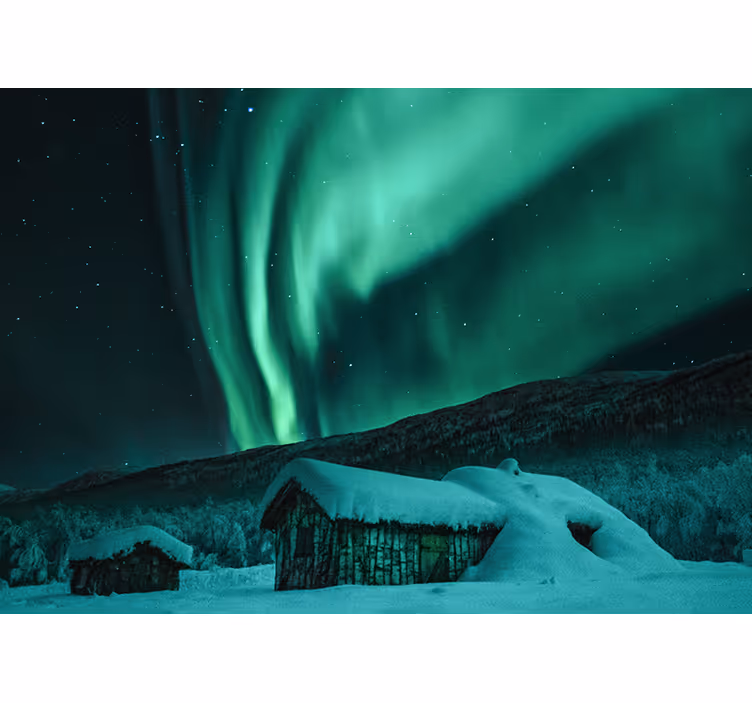 Fototapete berge schneelandschaft aurora - TenStickers