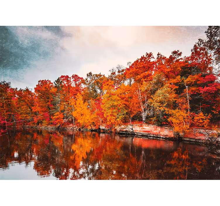 Fototapete landschaft herbstwald reflexion - TenStickers