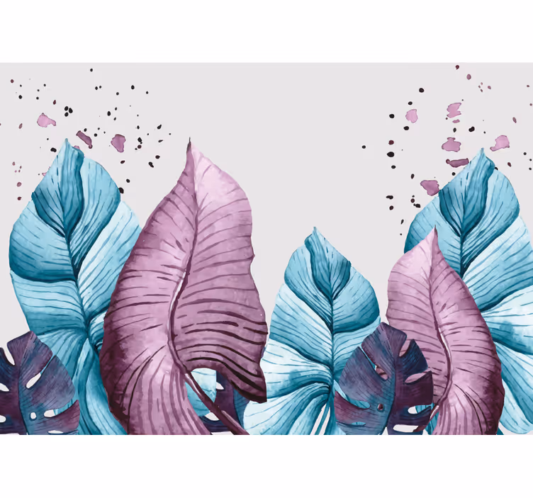 Fototapete Wohnzimmer Bunte tropische blätter im tie-dye-stil - TenStickers