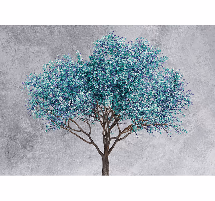 Fototapete Natur Minimalistischer baum mit blauen blüten - TenStickers