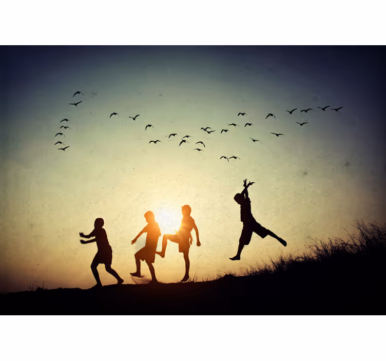 Fototapete menschen kinder spielend silhouette - TenStickers