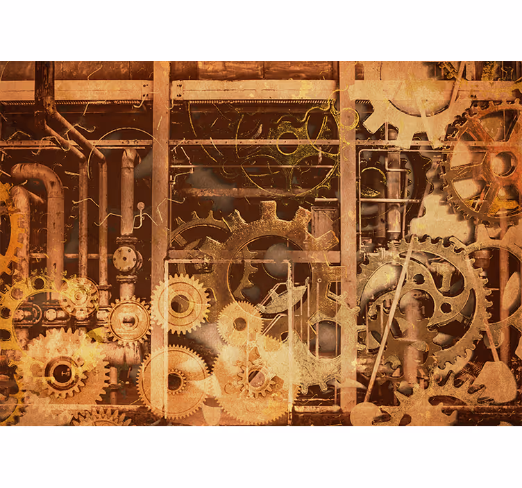 Fototapete 3D Vintage Retro Industrierohre gold - TenStickers