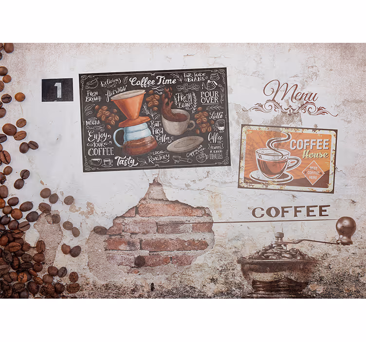 Fototapete spruch kaffeezeit menü - TenStickers