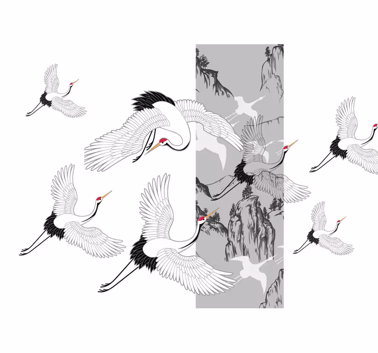 Fototapete tiere im design fliegender kraniche - TenStickers
