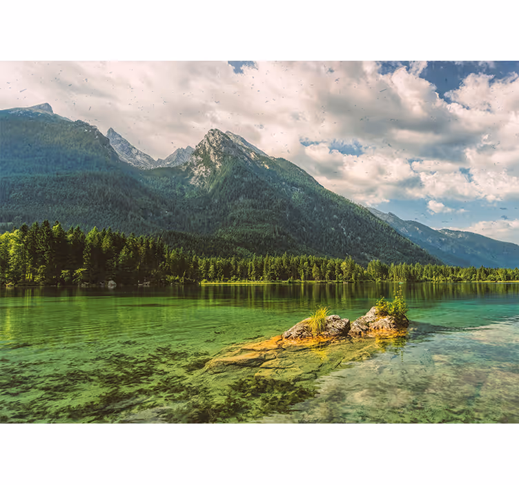 Fototapete landschaft bergsee spiegelung ansicht - TenStickers