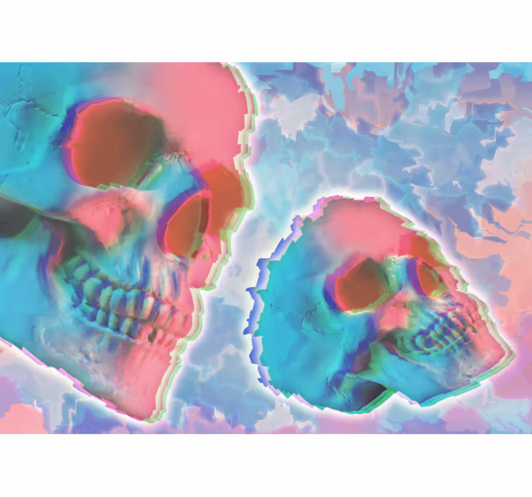 Psychedelische totenkopf-wandmalerei - TenStickers