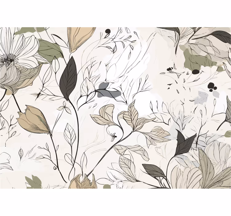 Fototapete Badezimmer blumen zeichnen - TenStickers