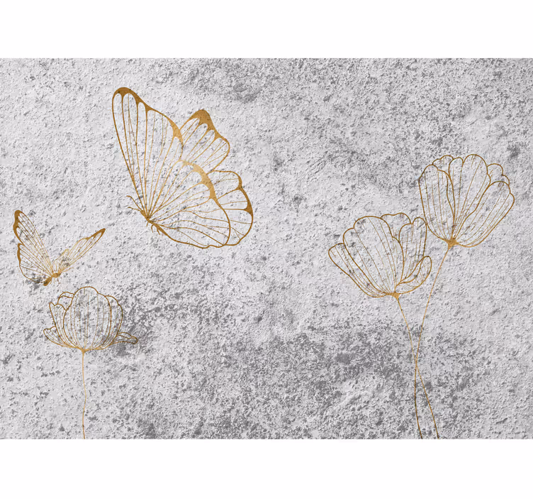 Fototapete Beton Optik mit Schmetterling - TenStickers
