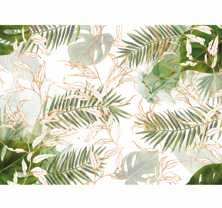 Fototapete Wohnzimmer elegante Palmblätter - TenStickers
