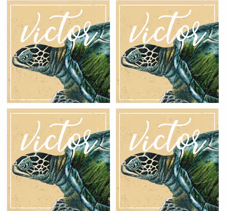 Personalisierte untersetzer mit schildkrötenillustration - TenStickers