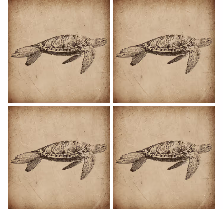 Vintage Untersetzer Schildkrötenillustration - TenStickers