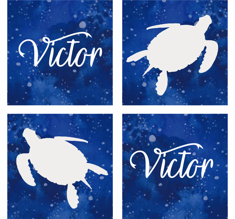 Personalisierte untersetzer mit blauer schildkröte - TenStickers