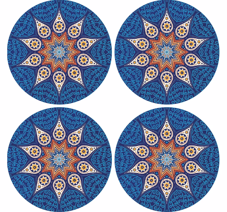 Untersetzer mit filigranem blauen mandala design - TenStickers
