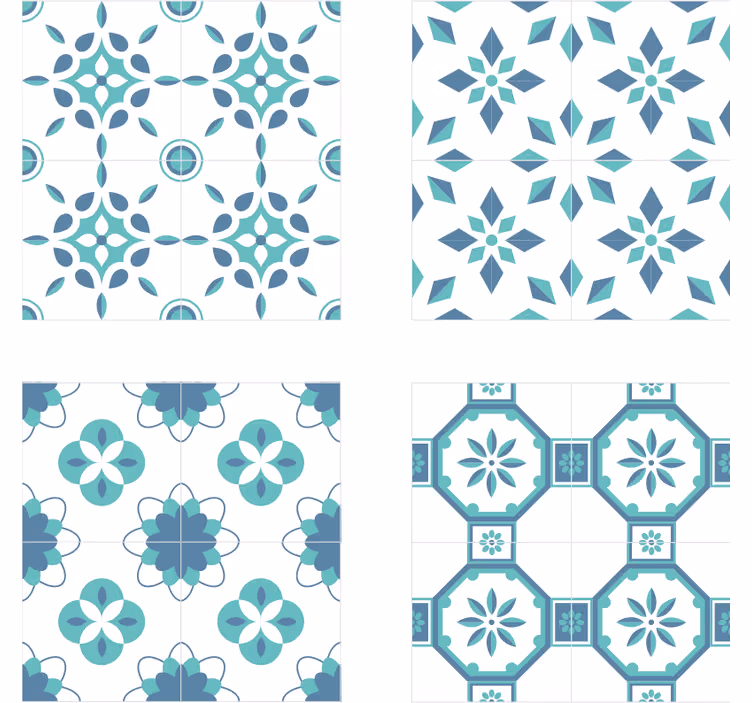 Untersetzer Fliese Blau gemustert - TenStickers