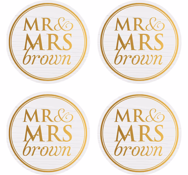 Untersetzer Hochzeit Elegante mr & mrs für hochzeiten anpassbar - TenStickers