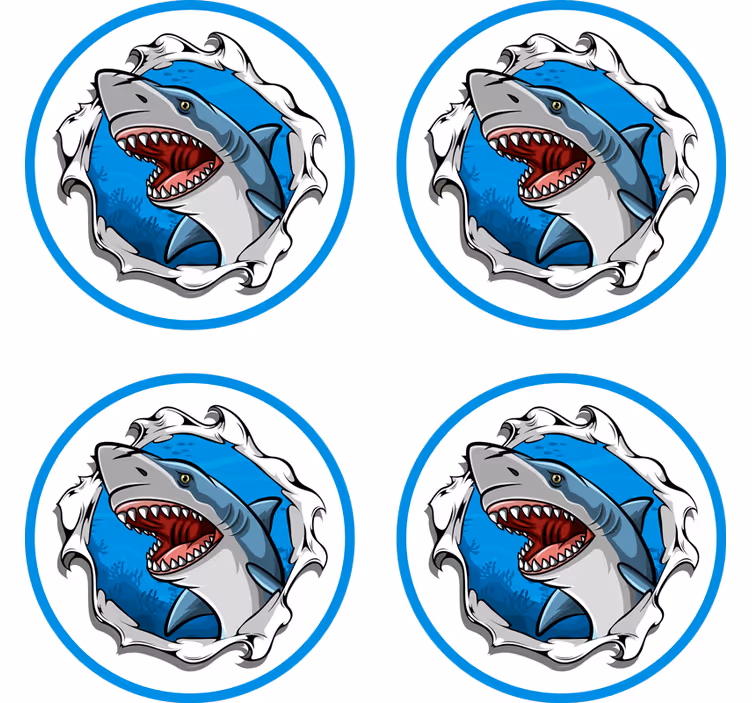 Untersetzer Fisch Großer Hai 3D - TenStickers