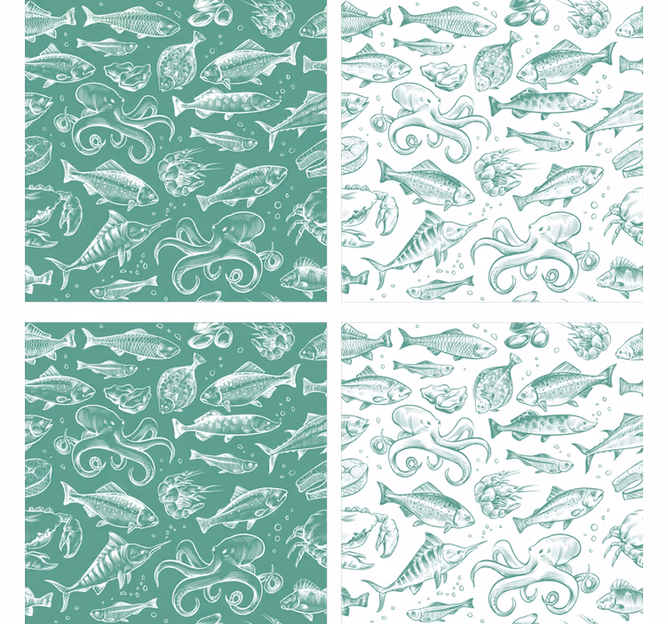Untersetzer mit meeresfrüchte-musterdesign - TenStickers