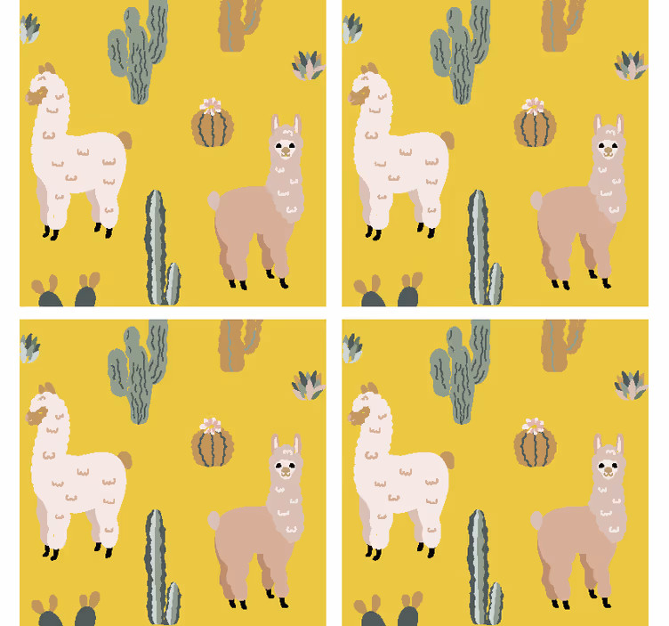 Untersetzer geek llama und kaktus muster - TenStickers
