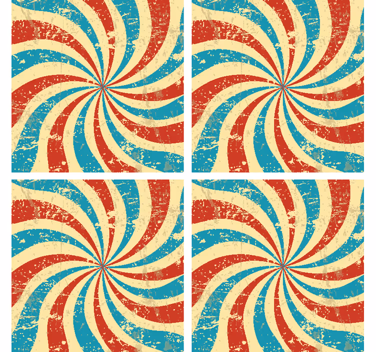 Vintage untersetzer mit wirbelndem rot-blauem muster - TenStickers