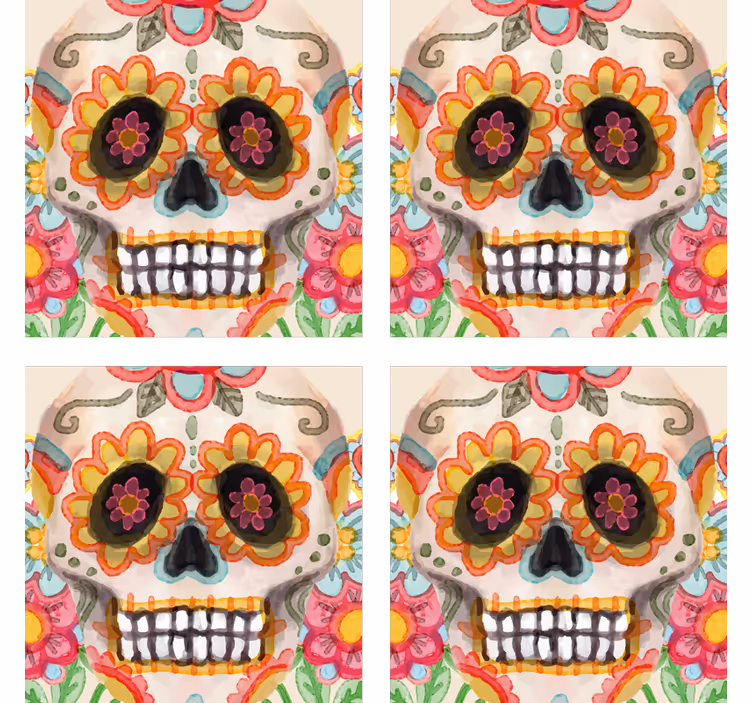 Halloween untersetzer bunte zuckerschädel - TenStickers