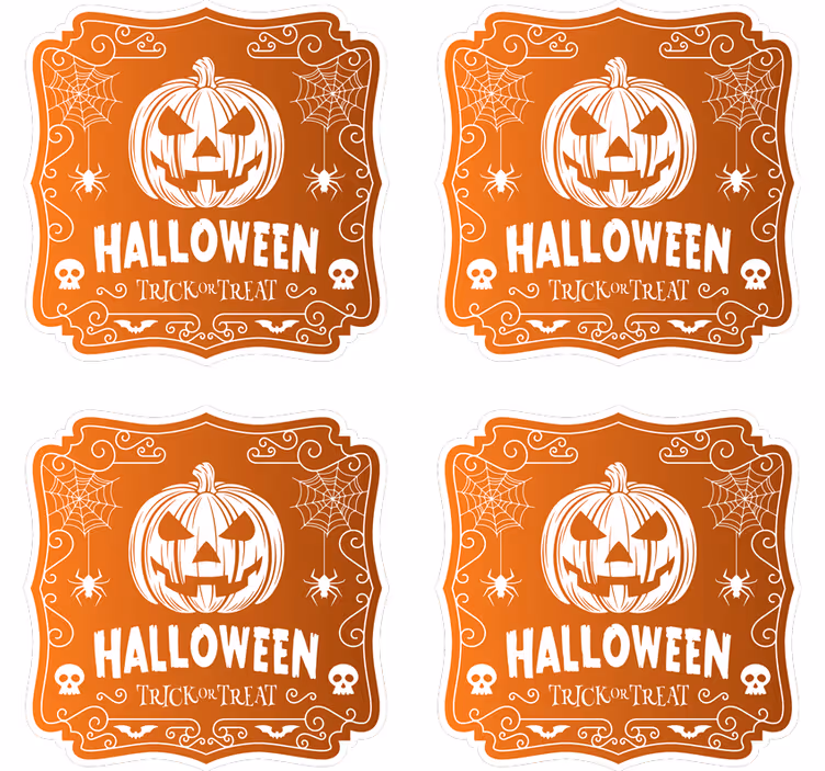 Halloween Text oranger Kürbis Bierdeckel - TenStickers