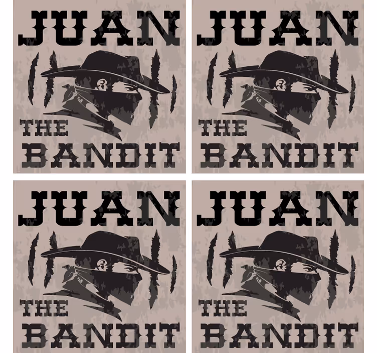 Untersetzer personalisiert Bandit mit Namen - TenStickers