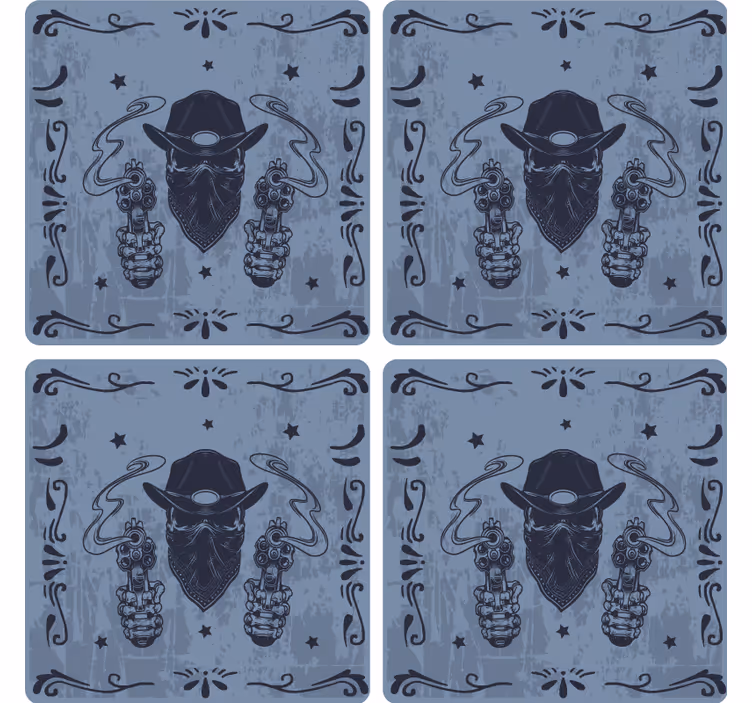 Untersetzer geek cowboy mit zwei waffen - TenStickers