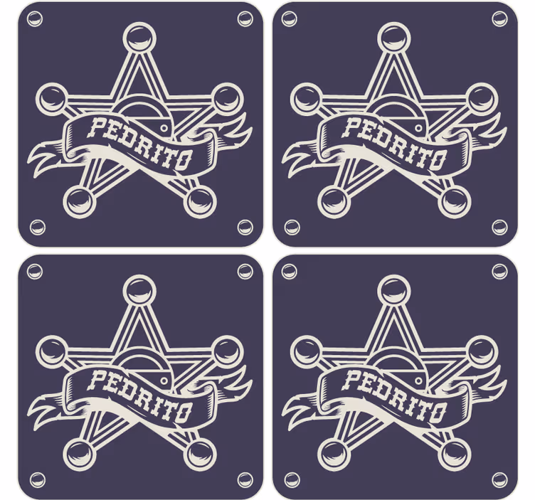 Untersetzer personalisiert Sheriff mit Namen - TenStickers