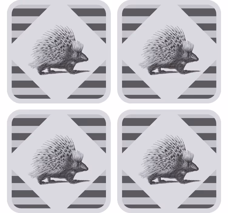 Untersetzer modern mit streifenillustration igel - TenStickers